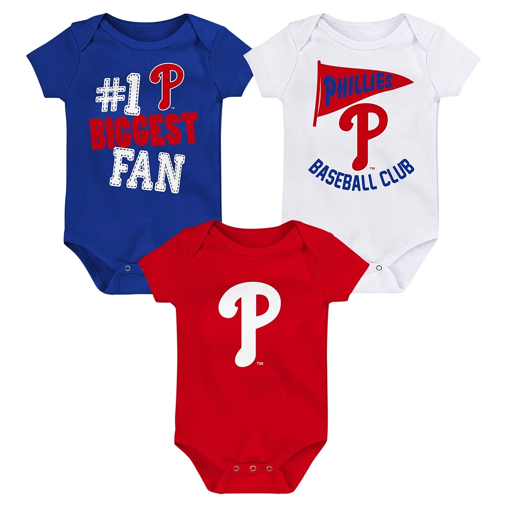 Infant Fanatics Philadelphia Phillies Fan Pennant 3-Pack Bodysuit Set