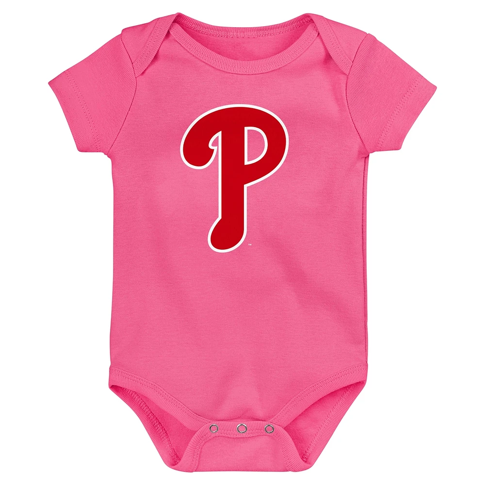 Infant Fanatics Red/Royal/Pink Philadelphia Phillies Three-Pack Home Run Bodysuit Set