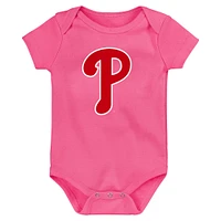 Ensemble de trois bodys Home Run des Phillies Philadelphie Rouge/Royal/Rose Infant Fanatics