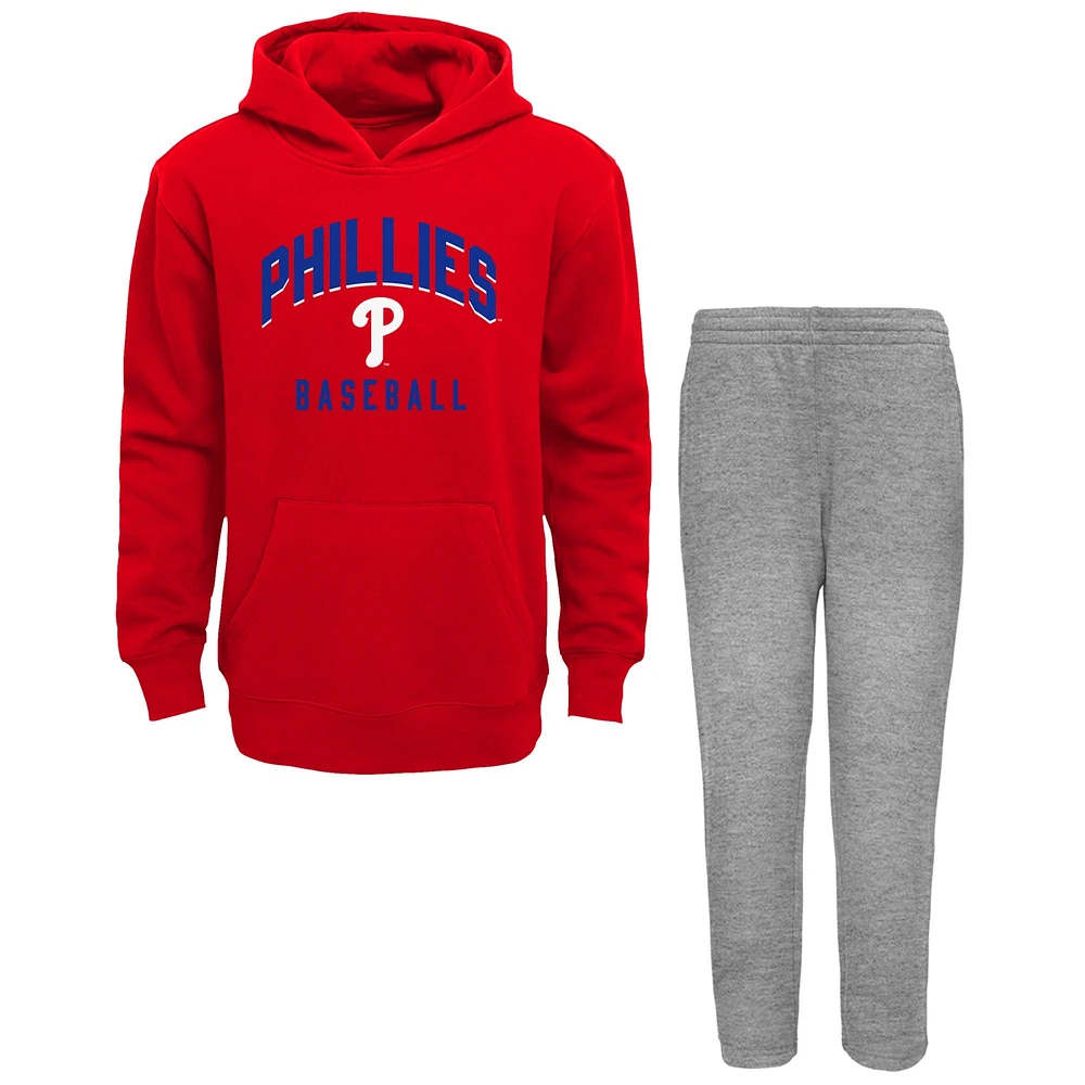 Ensemble sweat à capuche et pantalon Play by des Phillies de Philadelphie rouge/gris chiné pour bébé