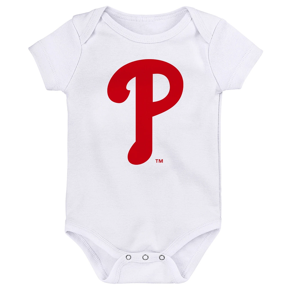 Ensemble de trois bodys joueur la ligue mineure des Phillies Philadelphie Royal/Rouge/Blanc pour bébé