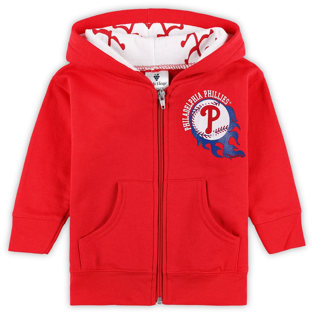 Infant Soft as a Grape Red Philadelphia Phillies Baseball Full-Zip Hoodie