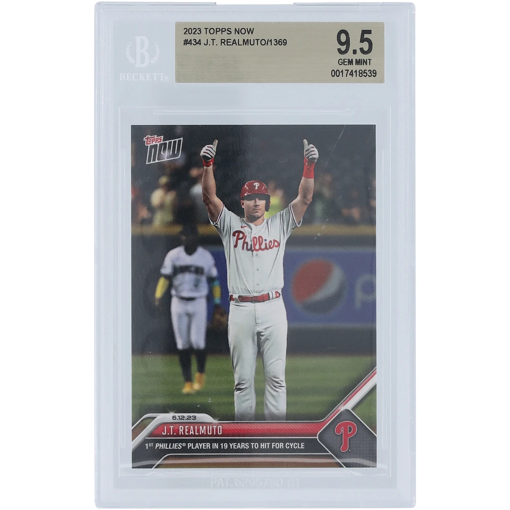 J.T. Realmuto Philadelphia Phillies 2023 Topps Now Hit for Cycle #434 BGS Authenticated 9.5 Card 