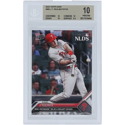 J.T. Realmuto Philadelphia Phillies 2023 Topps Now Most Postseason HRs By A Catcher #982 BGS Authenticated 10 Card - 10,10,10,9.5 Subgrades