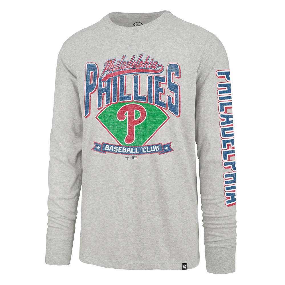 T-shirt à manches longues Franklin gris vieilli pour homme '47 Philadelphia Phillies Big & Tall