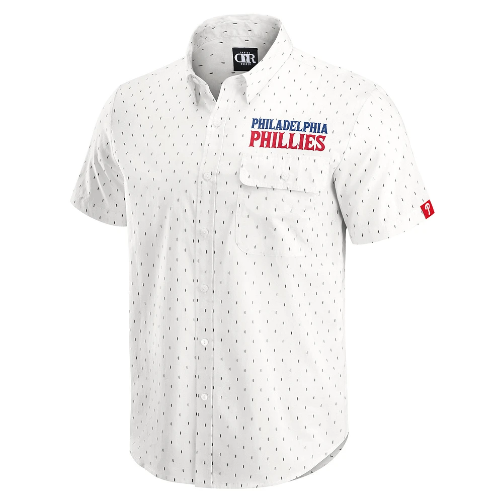 Haut boutonné imprimé crème pour homme de la collection Darius Rucker par Fanatics, motif Philadelphia Phillies