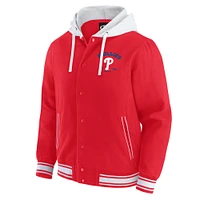 Veste à capuche boutons-pression complète pour homme Darius Rucker Collection by Fanatics, rouge, des Philadelphia Phillies