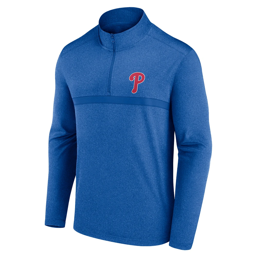 Men's Fanatics  Heather Royal Philadelphia Phillies Head-to-Head Quarter-Zip Pullover