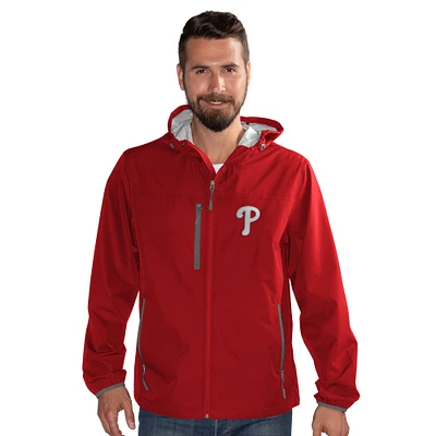Men's G-III Sports by Carl Banks  Red Philadelphia Phillies Double Play Hooded Lightweight Full-Zip Jacket