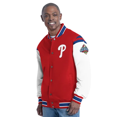 Men's G-III Sports by Carl Banks  Red Philadelphia Phillies Recruit Commemorative Full-Snap Varsity Jacket