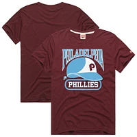 Men's Homage  Maroon Philadelphia Phillies Hyper Local Tri-Blend T-Shirt