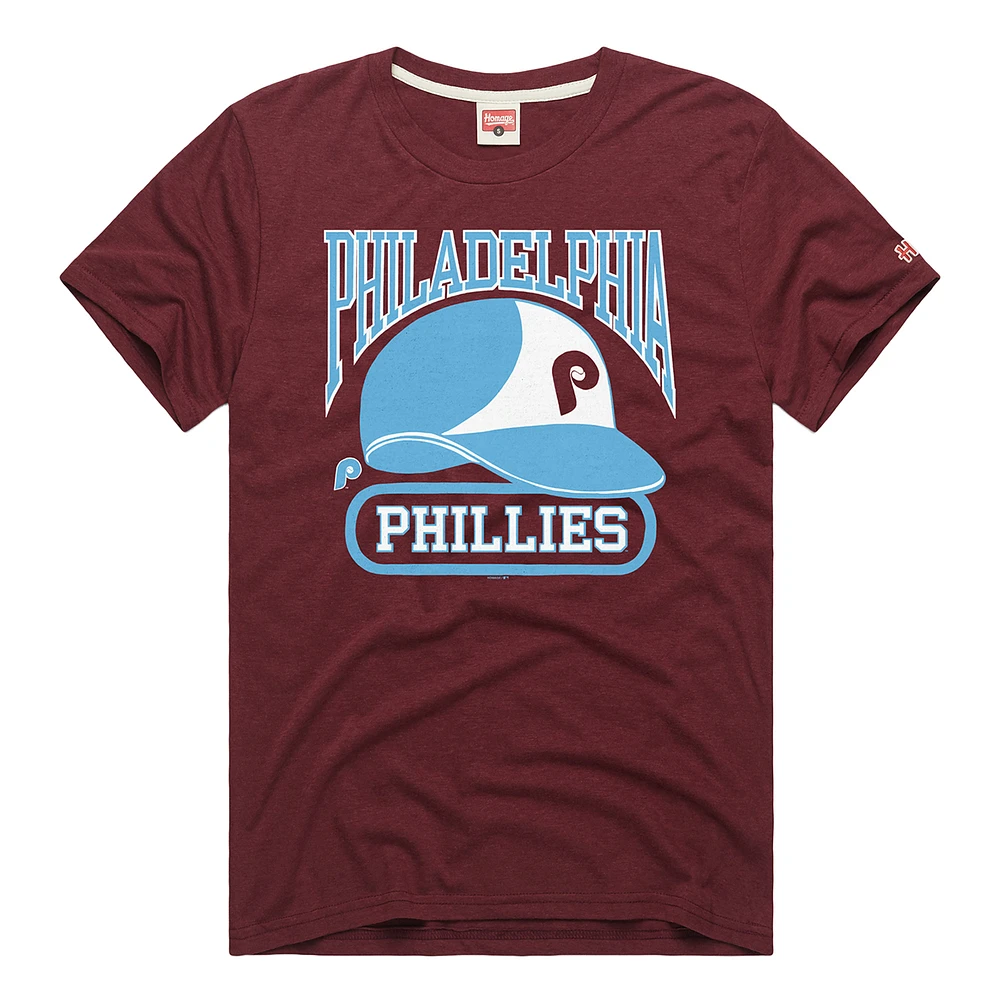 Men's Homage  Maroon Philadelphia Phillies Hyper Local Tri-Blend T-Shirt