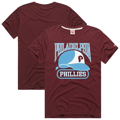 Men's Homage  Maroon Philadelphia Phillies Hyper Local Tri-Blend T-Shirt