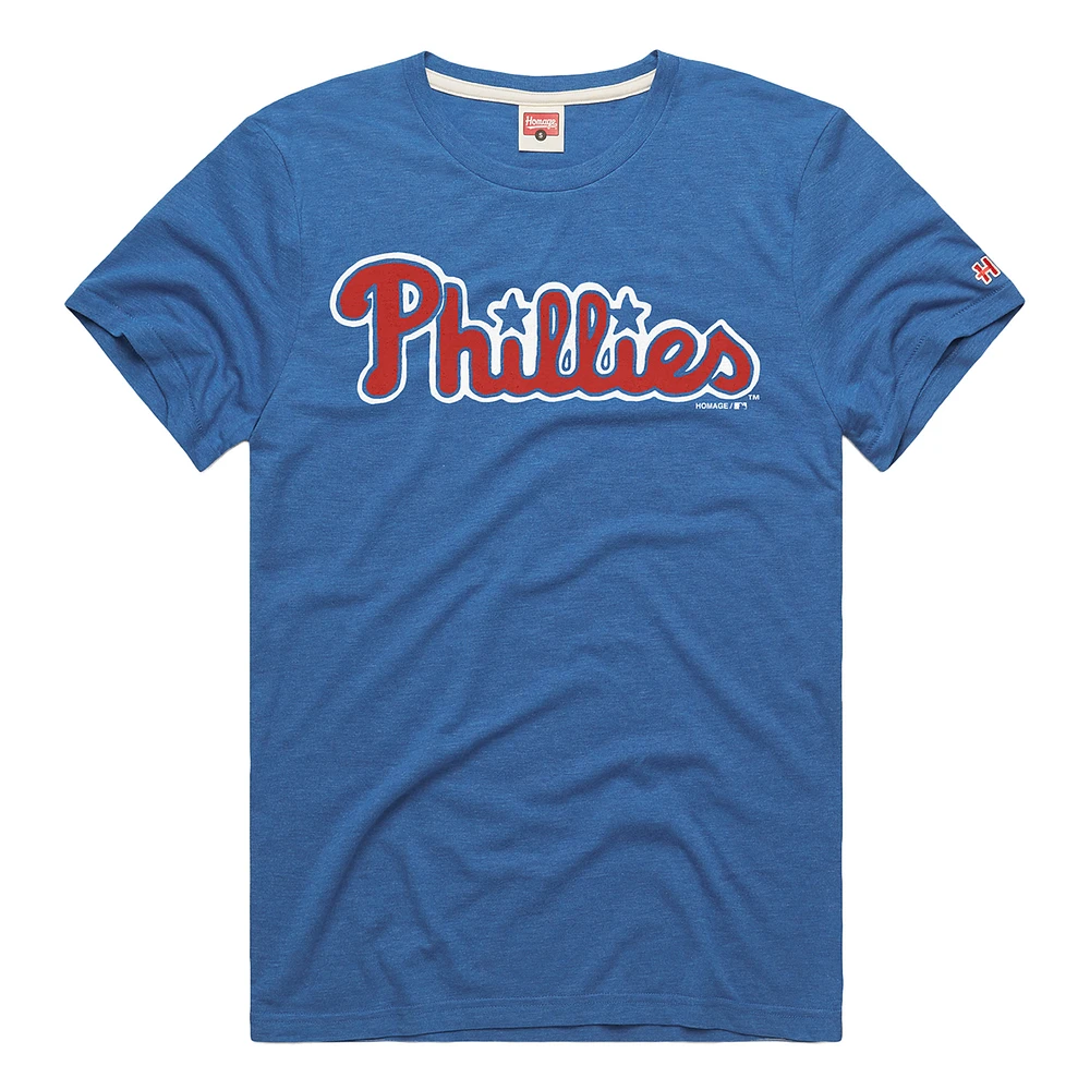 Men's Homage  Royal Philadelphia Phillies Hyper Local Tri-Blend T-Shirt