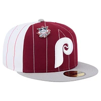 Men's New Era  Dark Red Philadelphia Phillies Pinstripe 59FIFTY Fitted Hat