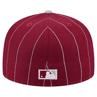 Men's New Era  Dark Red Philadelphia Phillies Pinstripe 59FIFTY Fitted Hat