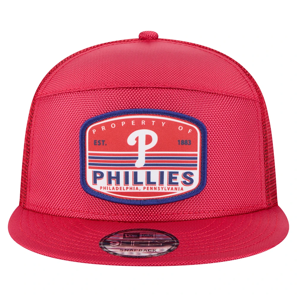 Men's New Era  Red Philadelphia Phillies Split Panel 9FIFTY Trucker Snapback