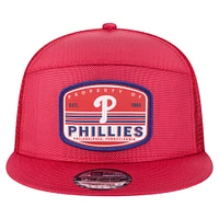 Men's New Era  Red Philadelphia Phillies Split Panel 9FIFTY Trucker Snapback