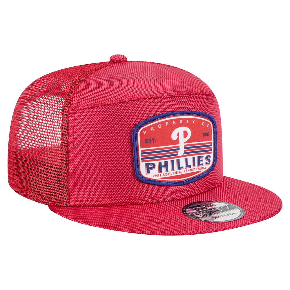Men's New Era  Red Philadelphia Phillies Split Panel 9FIFTY Trucker Snapback