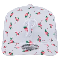 Men's New Era  White Philadelphia Phillies Flamingo Mesh Back 9SEVENTY Stretch-Snap Hat
