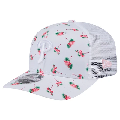 Men's New Era  White Philadelphia Phillies Flamingo Mesh Back 9SEVENTY Stretch-Snap Hat