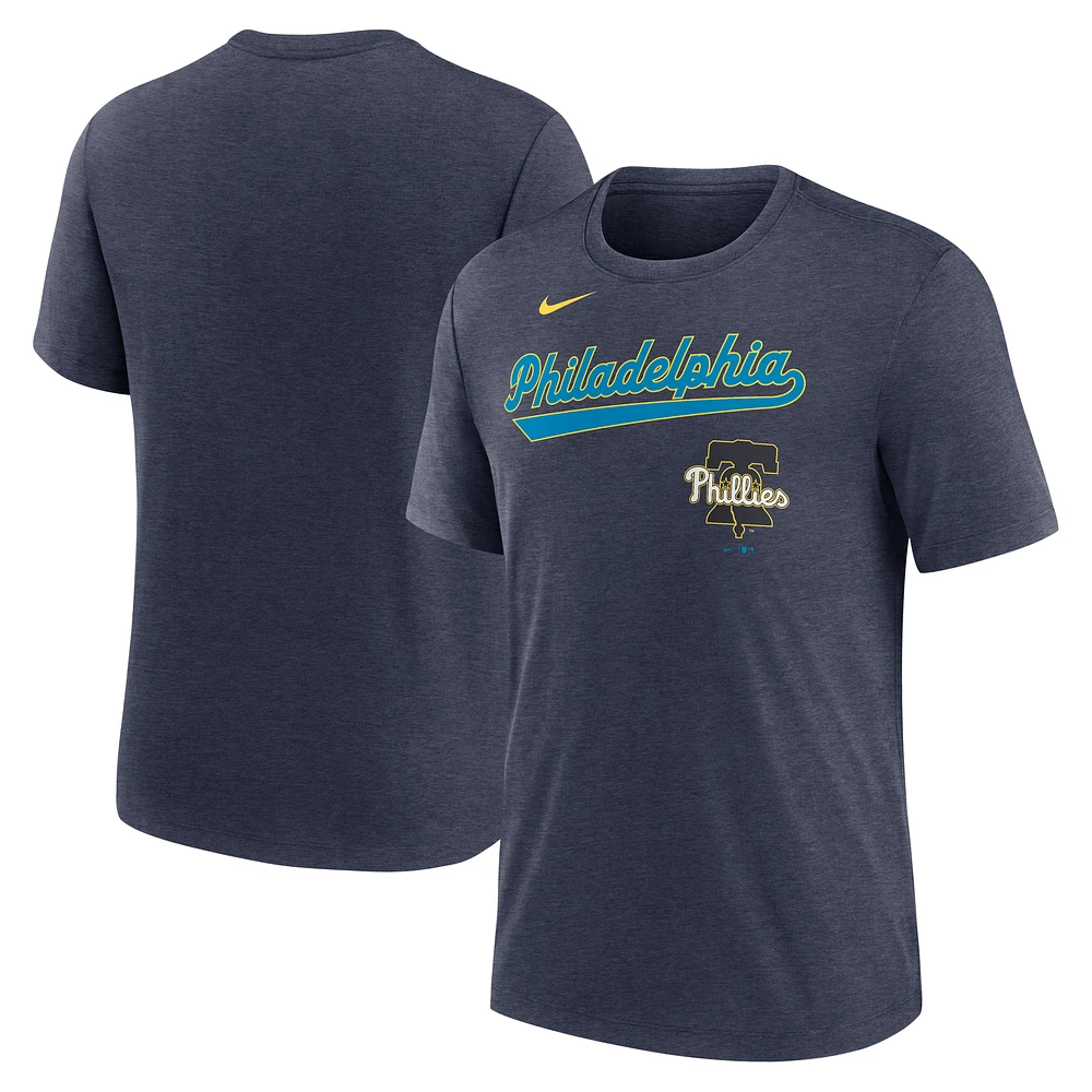 Men's Nike  Heather Navy Philadelphia Phillies 2025 City Connect Performance Tri-Blend T-Shirt
