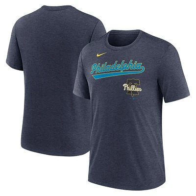 Men's Nike  Heather Navy Philadelphia Phillies 2025 City Connect Performance Tri-Blend T-Shirt