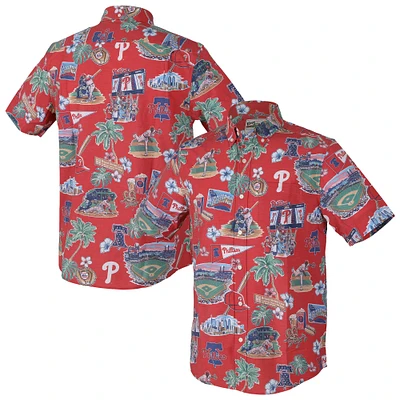 Men's Reyn Spooner  Red Philadelphia Phillies Scenic Tri-Blend Button-Down Shirt