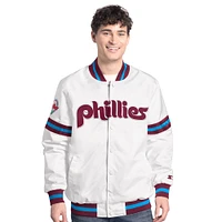 Veste universitaire blanche à boutons-pression Cooperstown Scout des Philadelphia Phillies pour homme