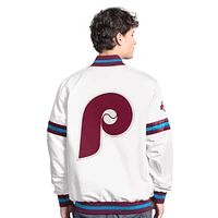 Veste universitaire blanche à boutons-pression Cooperstown Scout des Philadelphia Phillies pour homme