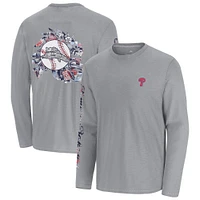 Men's Tommy Bahama  Gray Philadelphia Phillies Tropic Curveball Lux Long Sleeve T-Shirt