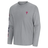 Men's Tommy Bahama  Gray Philadelphia Phillies Tropic Curveball Lux Long Sleeve T-Shirt