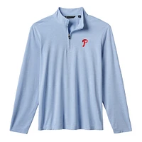 Men's TravisMathew  Light Blue Philadelphia Phillies Time to Tailgate Tri-Blend Quarter-Zip Pullover