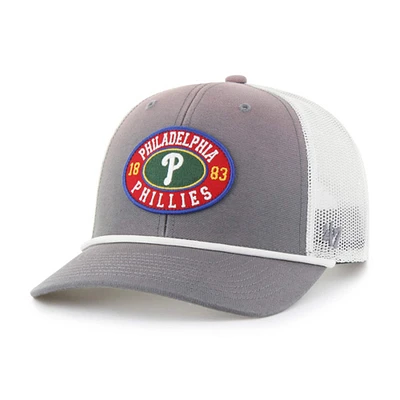 Casquette ajustable Tide Sweep Rope Trucker '47 gris/blanc pour homme des Philadelphia Phillies