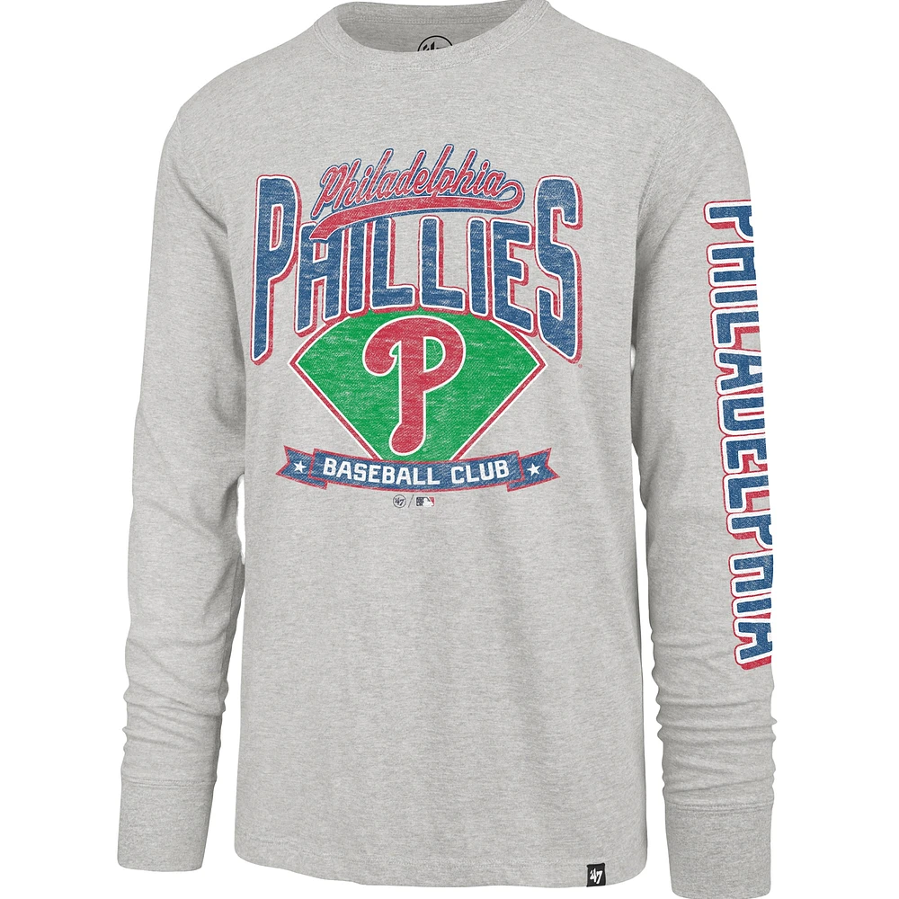Men's '47 Gray Philadelphia Phillies Fair Ball Franklin Long Sleeve T-Shirt