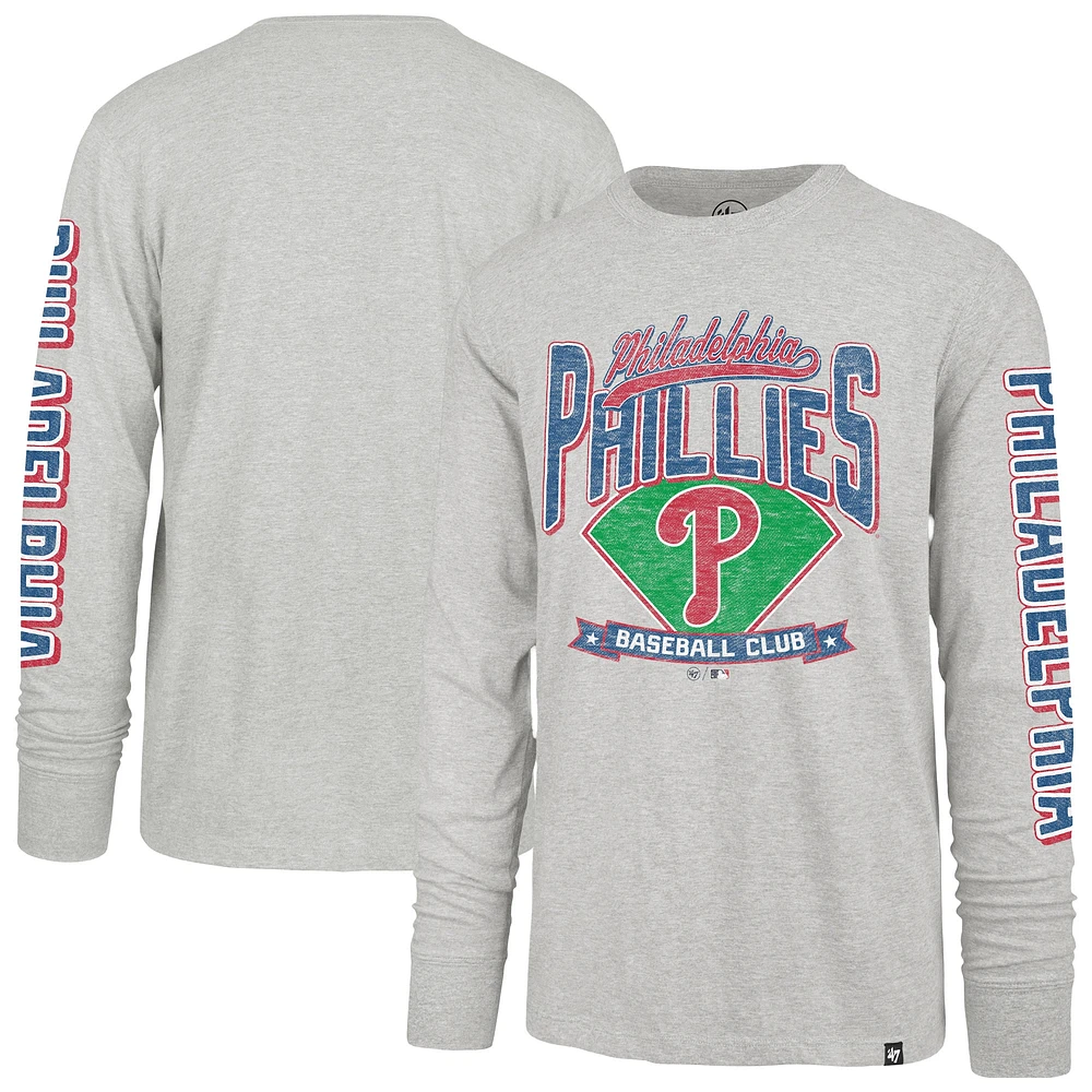 Men's '47 Gray Philadelphia Phillies Fair Ball Franklin Long Sleeve T-Shirt