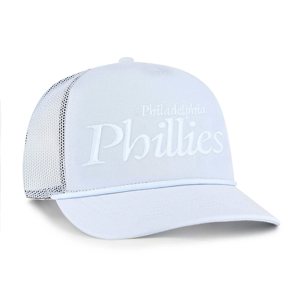 Men's '47 Light Blue Philadelphia Phillies Foundation Script Hitch Adjustable Trucker Hat