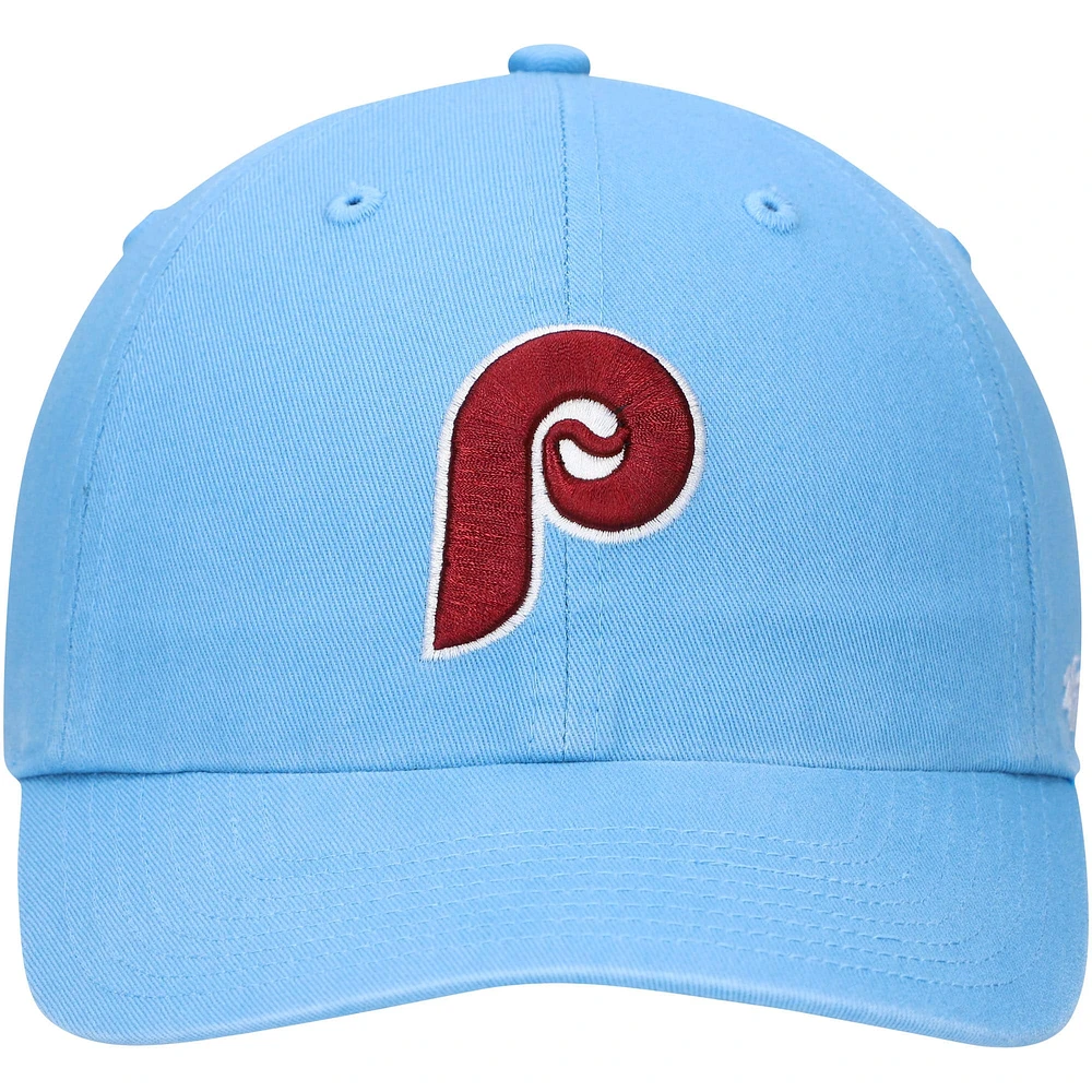 Men's '47 Light Blue Philadelphia Phillies Logo Cooperstown Collection Clean Up Adjustable Hat