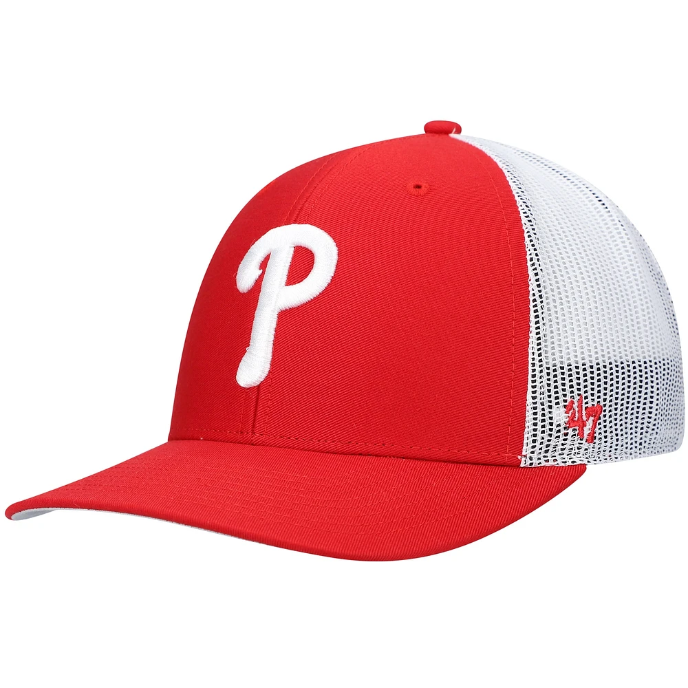 Men's '47 Red/White Philadelphia Phillies Primary Logo Trucker Snapback Hat