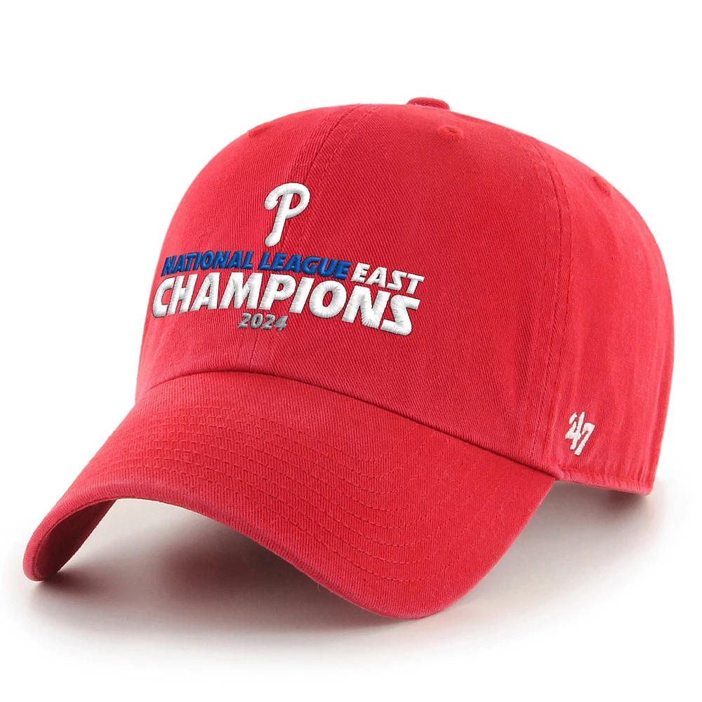 Casquette ajustable pour homme '47 Red Philadelphia Phillies 2024 NL East Division Champions Clean Up