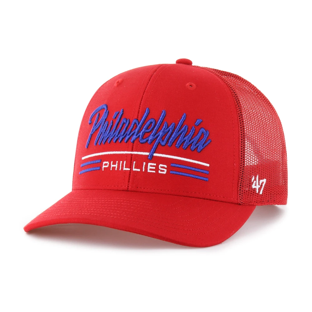 Casquette ajustable Garner Trucker rouge '47 pour homme des Philadelphia Phillies