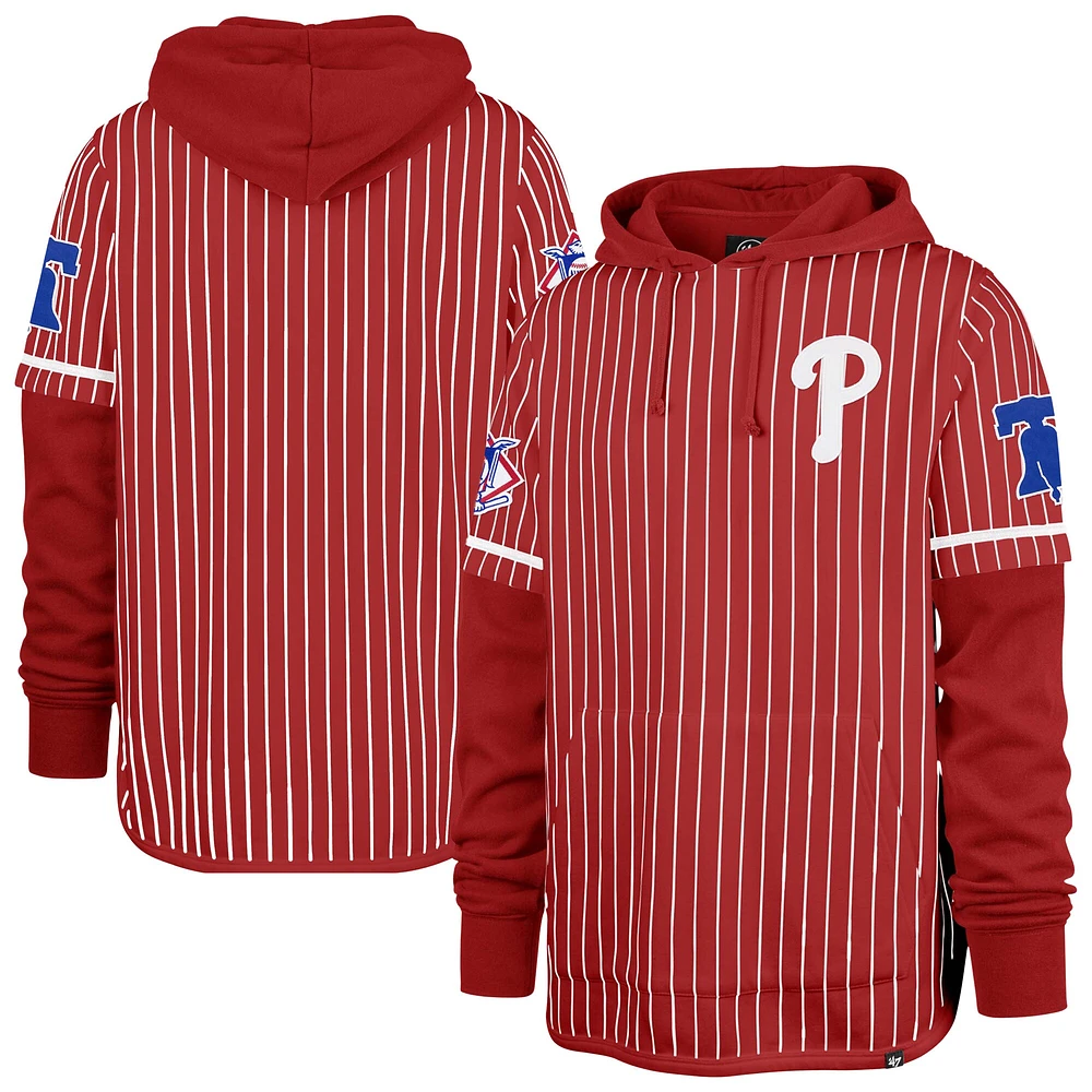 Sweat à capuche rayures doubles rouge Philadelphia Phillies '47 pour homme