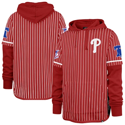 Sweat à capuche rayures doubles rouge Philadelphia Phillies '47 pour homme