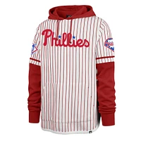 Men's '47 White Philadelphia Phillies Pinstripe Double Header Pullover Hoodie