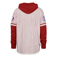 Men's '47 White Philadelphia Phillies Pinstripe Double Header Pullover Hoodie