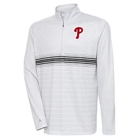 Men's Antigua Heather Gray/Black Philadelphia Phillies Bullseye Quarter-Zip Pullover Top