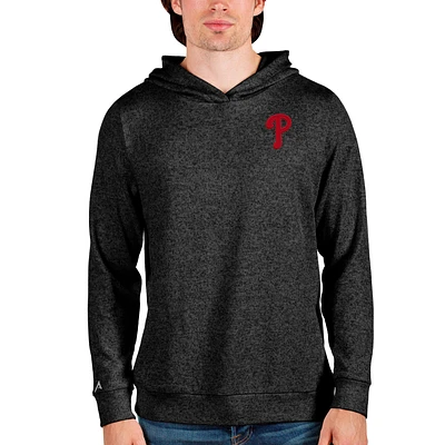 Men's Antigua Heathered Black Philadelphia Phillies Absolute Pullover Hoodie