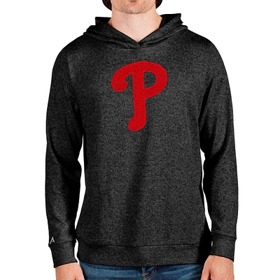 Men's Antigua Heathered Philadelphia Phillies Team Logo Absolute Pullover Hoodie