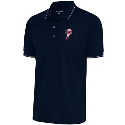 Men's Antigua  Navy/White Philadelphia Phillies Patriotic Affluent Polo