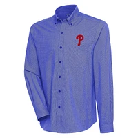 Chemise boutonnée à manches longues et compression pour homme Antigua Royal/White Philadelphia Phillies
